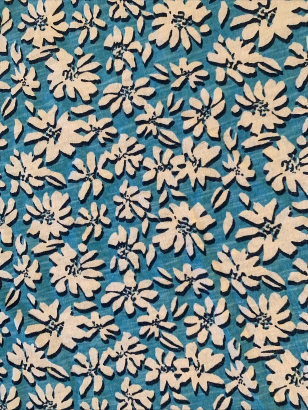 Lilly Pulitzer Top Women's M Luna Blue Etta V-Neck Cotton Tee Palm Beach Petals